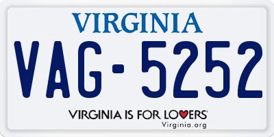 VA license plate VAG5252