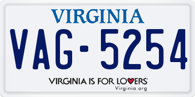 VA license plate VAG5254