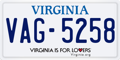VA license plate VAG5258
