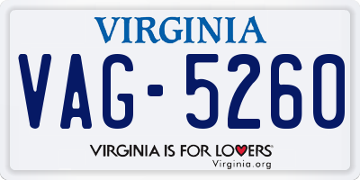 VA license plate VAG5260