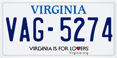 VA license plate VAG5274