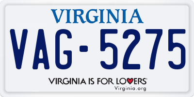 VA license plate VAG5275