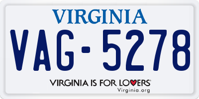 VA license plate VAG5278