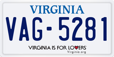 VA license plate VAG5281