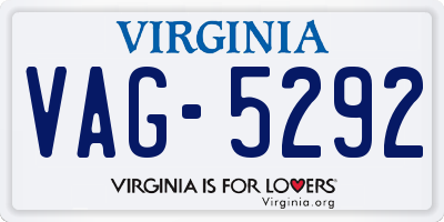 VA license plate VAG5292