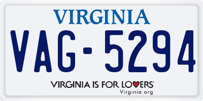 VA license plate VAG5294