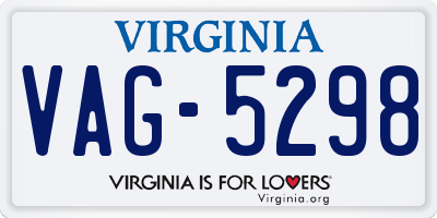 VA license plate VAG5298