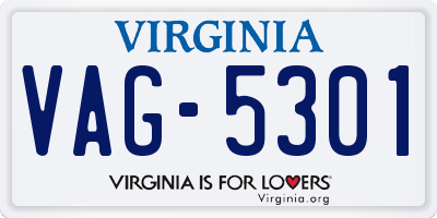 VA license plate VAG5301