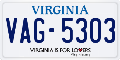 VA license plate VAG5303