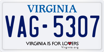 VA license plate VAG5307