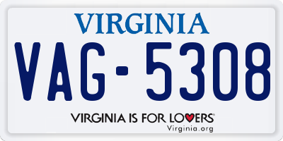 VA license plate VAG5308