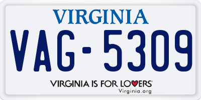 VA license plate VAG5309