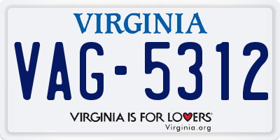VA license plate VAG5312