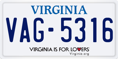 VA license plate VAG5316