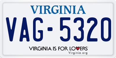 VA license plate VAG5320