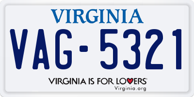 VA license plate VAG5321