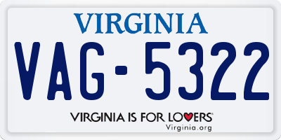 VA license plate VAG5322