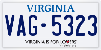 VA license plate VAG5323