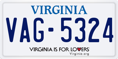 VA license plate VAG5324