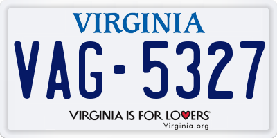 VA license plate VAG5327