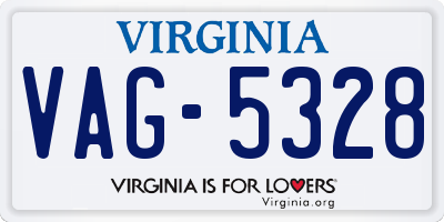 VA license plate VAG5328