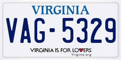 VA license plate VAG5329