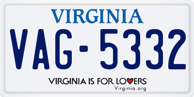 VA license plate VAG5332