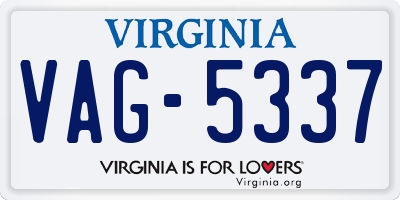 VA license plate VAG5337