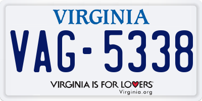 VA license plate VAG5338