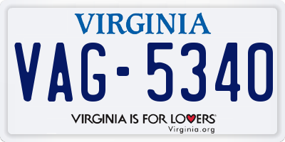 VA license plate VAG5340