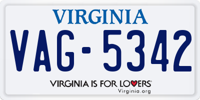 VA license plate VAG5342