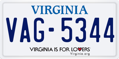 VA license plate VAG5344
