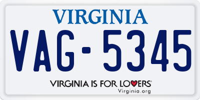 VA license plate VAG5345