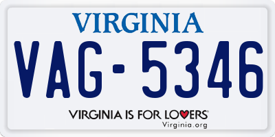 VA license plate VAG5346