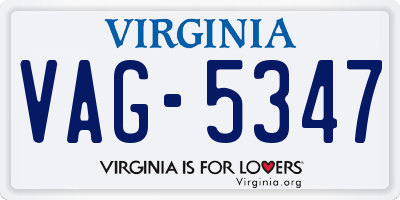 VA license plate VAG5347