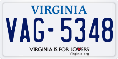 VA license plate VAG5348