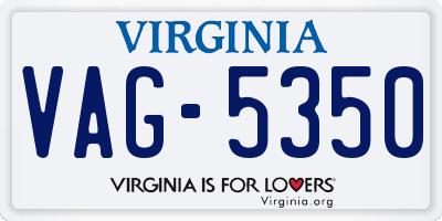 VA license plate VAG5350