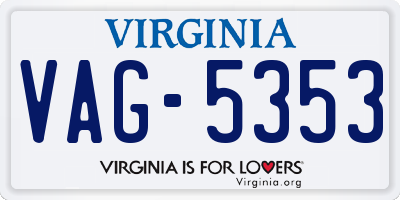 VA license plate VAG5353