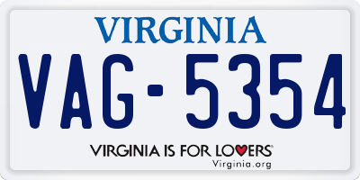 VA license plate VAG5354