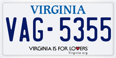 VA license plate VAG5355