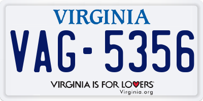VA license plate VAG5356