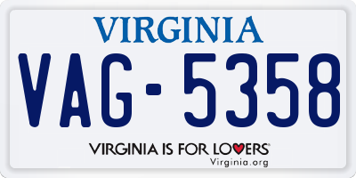 VA license plate VAG5358