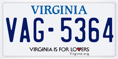 VA license plate VAG5364