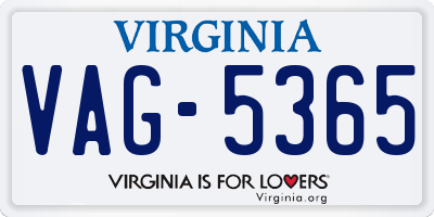VA license plate VAG5365