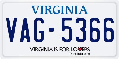 VA license plate VAG5366