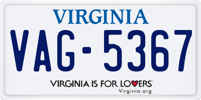 VA license plate VAG5367