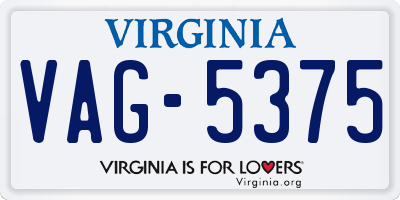 VA license plate VAG5375