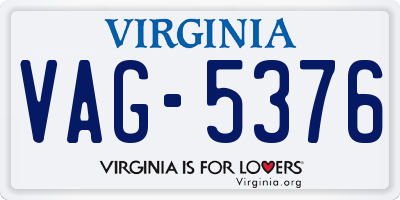 VA license plate VAG5376