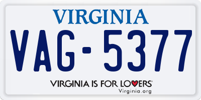 VA license plate VAG5377