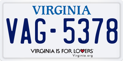 VA license plate VAG5378